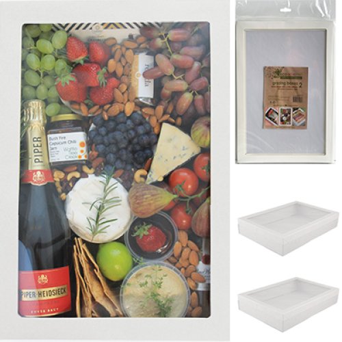 X/Large White Grazing/Catering Tray With Lid  Size: 450 x 310 x 80mm. Pack of 2