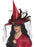 Witch Hat, Deep Red, with Net &amp; Feathers, Deluxe
