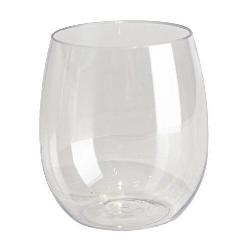 Clear Plastic Stemless Wine Glass 350ml Pack 6