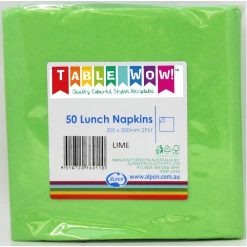 Lunch Napkin Pack 50 - Lime Green