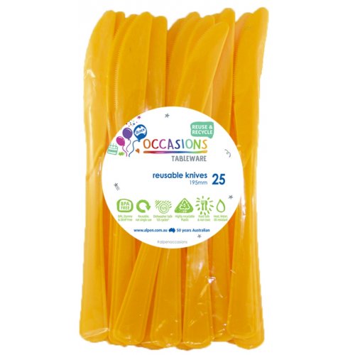 Plastic Knife 25 Pack - Yellow