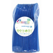 Plastic Spoon 25 Pack - Royal Blue