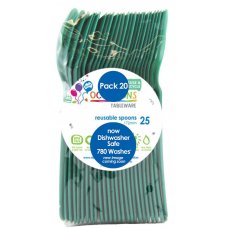 Plastic Spoon 20 Pack - Green