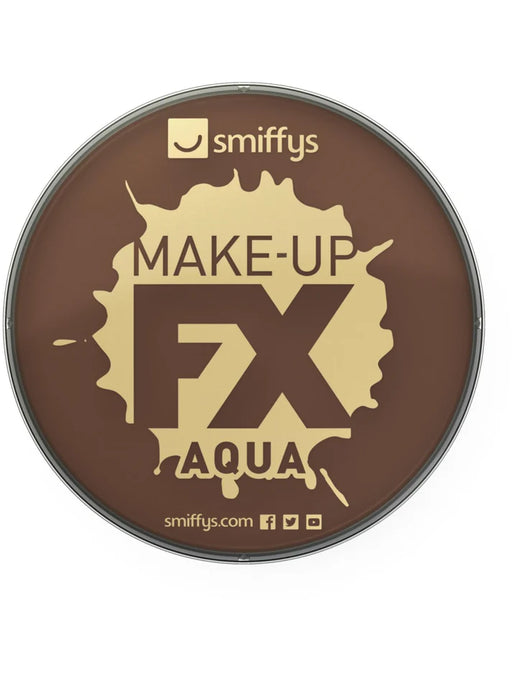 Smiffys Make-Up FX, Dark Brown Aqua Face and Body Paint, 16ml, Water Based