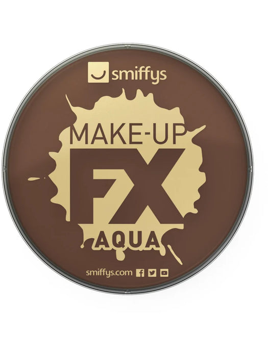 Smiffys Make-Up FX, Dark Brown Aqua Face and Body Paint, 16ml, Water Based