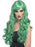 Desire Wig, Green, Long, Curly with Fringe