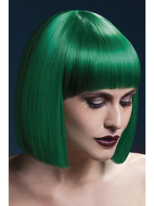 Fever Lola Wig, Green Blunt Cut Bob with Fringe, 30cm / 12in