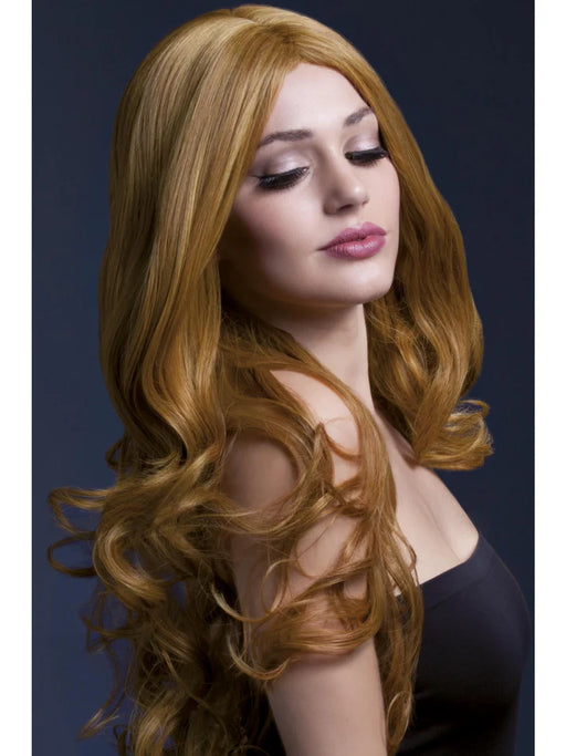 Fever Rhianne Wig, Auburn Long Soft Curl with Centre Parting, 26inch/66cm