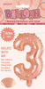 Rose Gold "3" Numeral Foil Balloon 35cm
