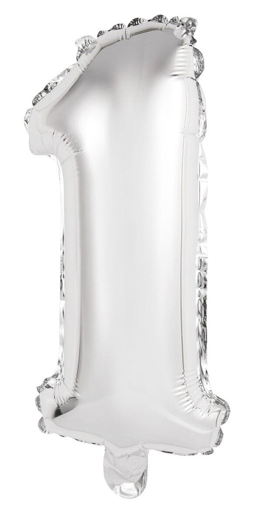Silver "1" Numeral Foil Balloon 35cm