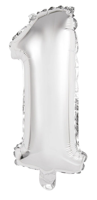 Silver "1" Numeral Foil Balloon 35cm