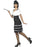 Flapper Costume, Black with Dress, Headband & Fur Stole