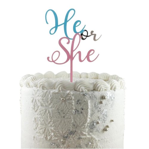 Cake Topper Acrylic 2mm He or She