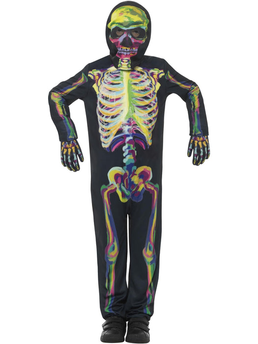 Glow in the Dark Skeleton Costume, Multi-Coloured Small (Age 4-6)