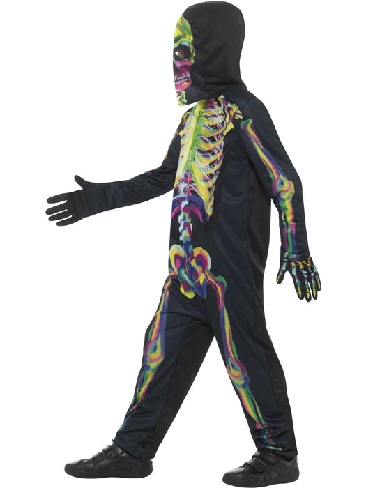 Glow in the Dark Skeleton Costume, Multi-Coloured Small (Age 4-6)