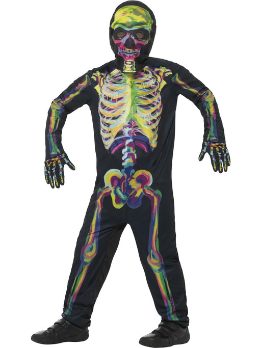 Glow in the Dark Skeleton Costume, Multi-Coloured Small (Age 4-6)