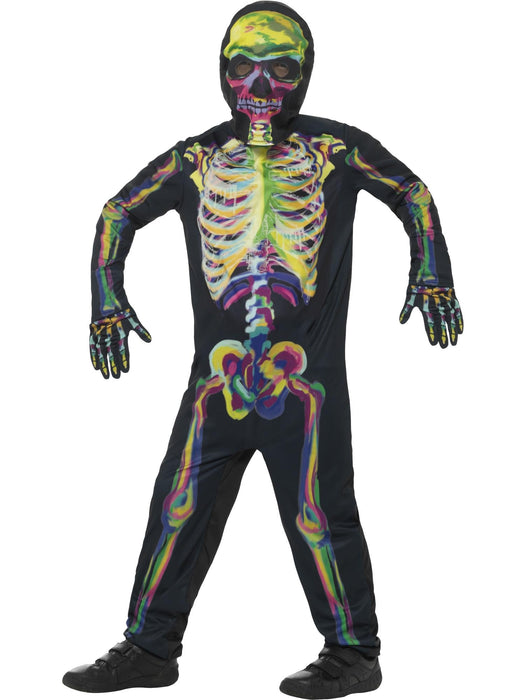 Glow in the Dark Skeleton Costume, Multi-Coloured Small (Age 4-6)