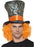Mad Hatter Top Hat with Attached Orange Wig