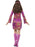 Back view of the Woodstock Hippie Chick costume's printed mini dress and matching headscarf.