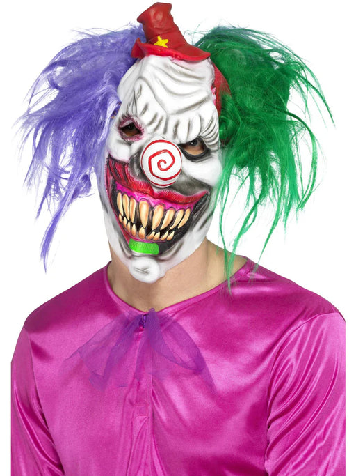 Kolorful Killer Klown Mask, Multi-Coloured Latex, Full Overhead, with Hair