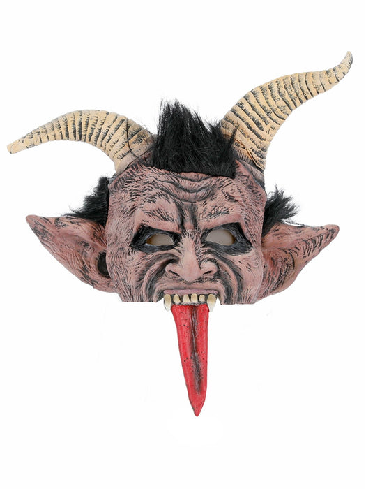 Beast Krampus Demon Mask, Brown, Latex, Overhead, with Hair & Horns