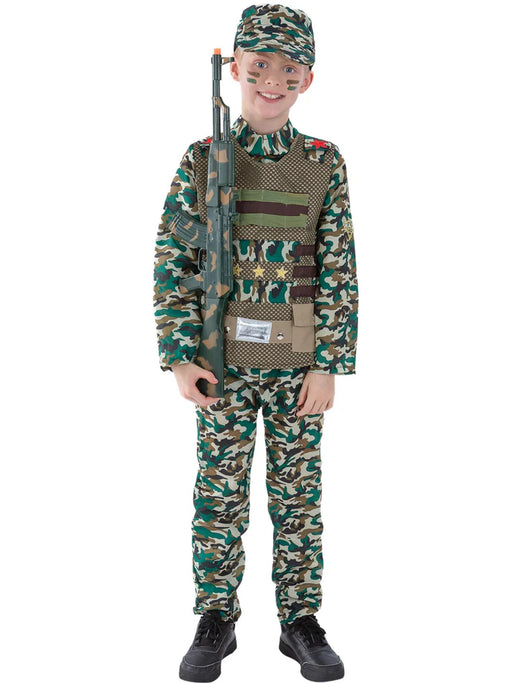 Camouflage Military Boy Costume, Green size 7-9