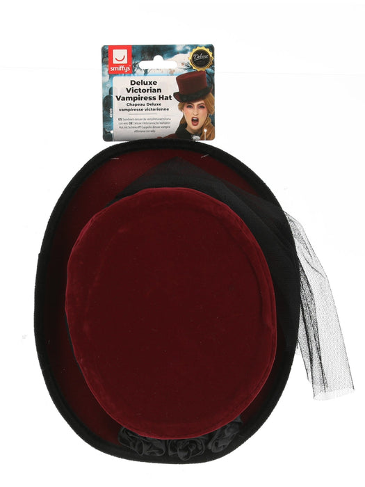 Deluxe Victorian Vampiress Hat, Burgundy