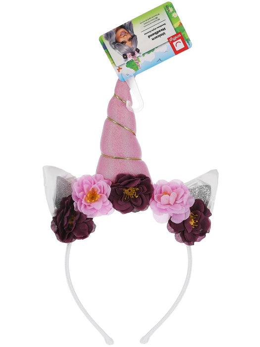 Unicorn Headband, with attached Flowers and Horn