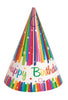 Rainbow Ribbons Birthday Party Hats 8 Pack