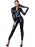 Fever Miss Whiplash Costume, Black, with Zip Up Catsuit - Large