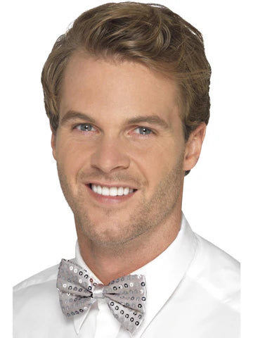 Silver Sequin Bow Tie