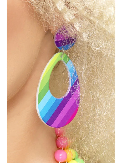 Teardrop Earrings, Neon Multi-Coloured
