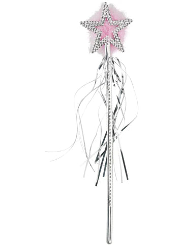Silver Star Wand With Pink Fluff