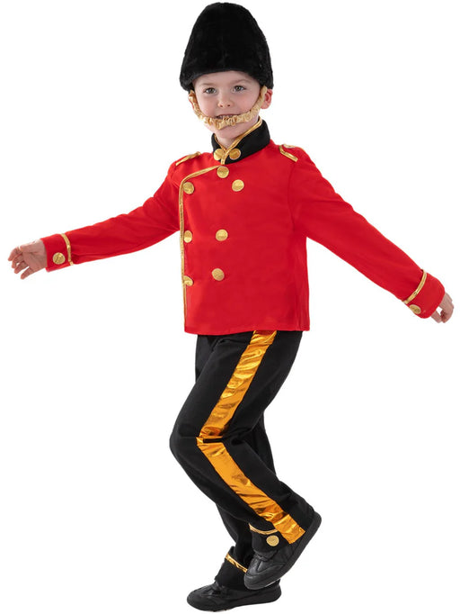 Busby Kids Guard Costume, Red, with Top, Trousers & Hat -7-9 Years