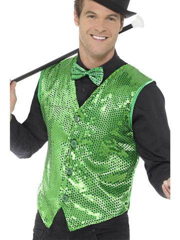 Green Sequin Waistcoat - Large