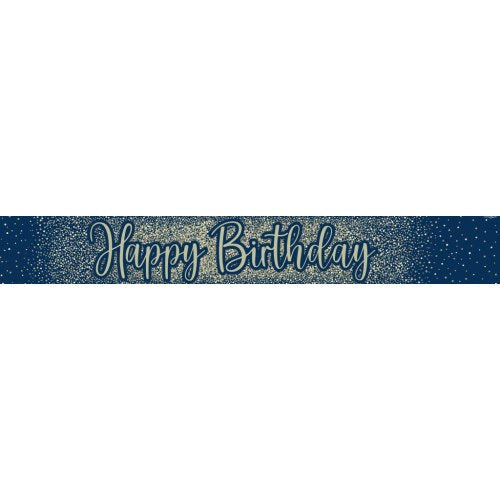 Navy Blue With Gold Happy Birthday Banner 2.7m