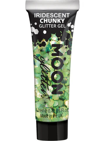 Moon Glitter Iridescent Green Chunky Glitter Gel, 12ml
