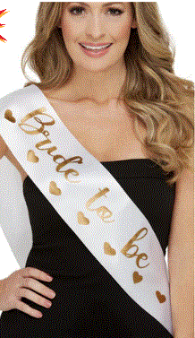 Bride To Be Sash With Gold Writting