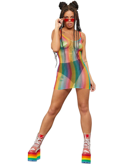 Fever Rainbow Fishnet Dress