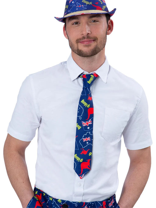 Australia Flag Tie, with G'day Repeat Print