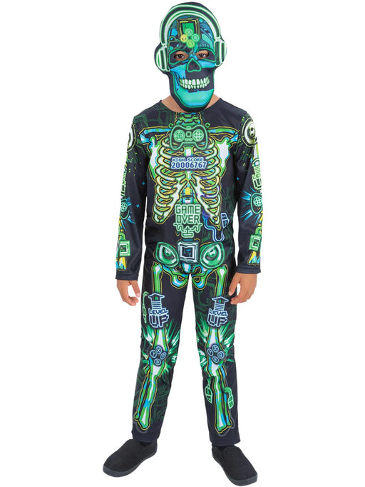 Skeleton Gamer Costume, Glow in the Dark, All in One & Mask 7 - 9 Years