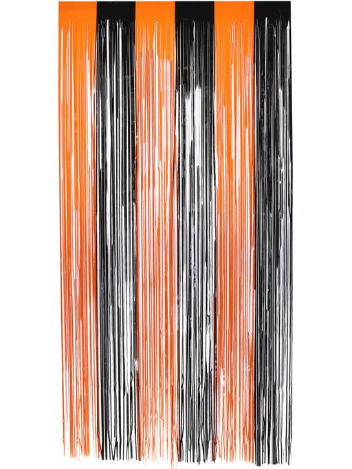 Matt Fringe Curtain Backdrop, Orange & Black