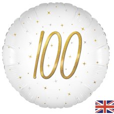 Elegant Gold 100 With Stars 18-Inch Foil Balloon