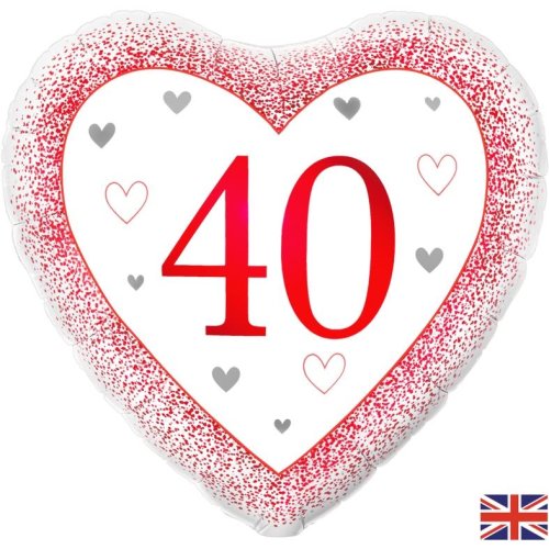 40th Ruby Red Heart Anniversary Foil Balloon 18''/45.7cm