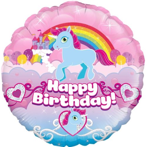 Happy Birthday Rainbow Unicorn Foil Balloon 18''