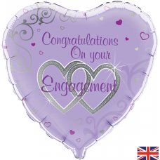 Purple/Silver Congratulations On Your Engagement 18" Foil Balloon