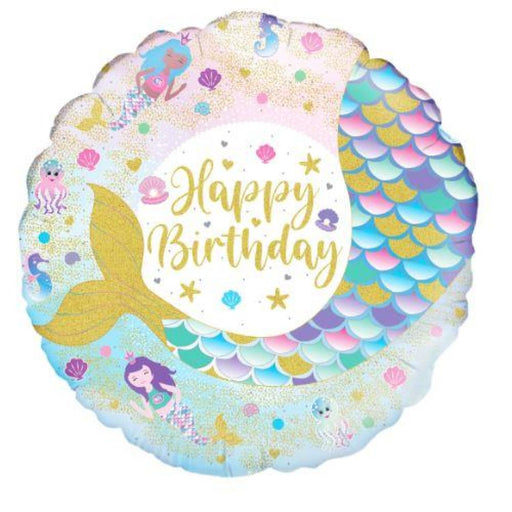 Iridescent Shimmering Mermaid Happy Birthday Foil Balloon 45cm (18')