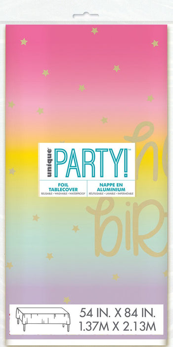 Rainbow Star Happy Birthday Printed Foil Tablecover