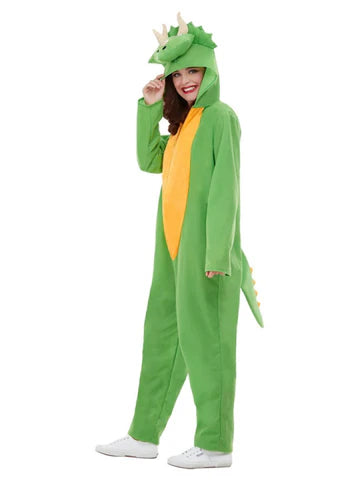 Dinosaur Costume, Green, with Hooded Jumpsuit XL