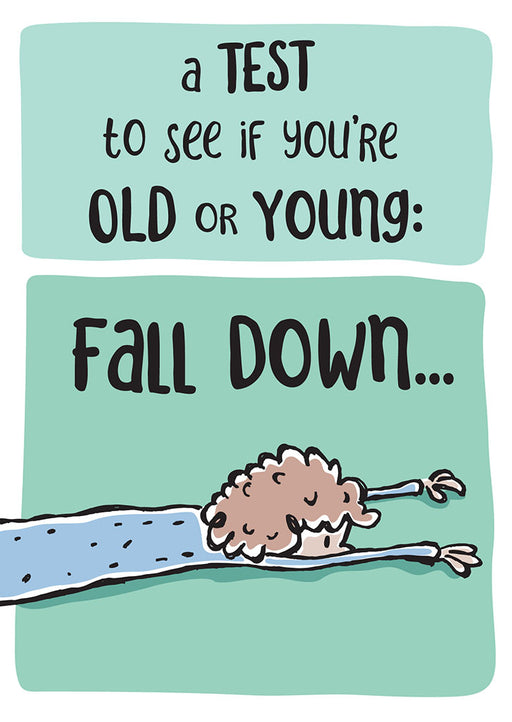 Fall Down Test! Birthday Card